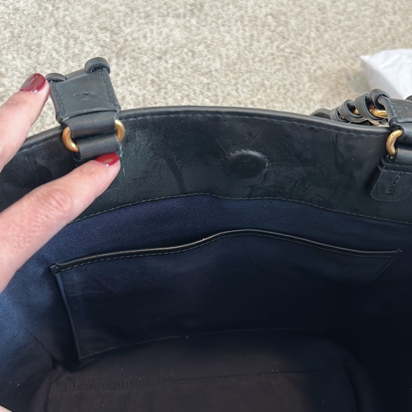 Tory Burch “Brooke” Suede and Smooth Leather Tote in Black - Picture 13 of 16